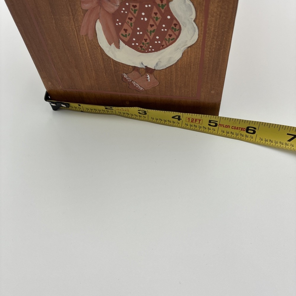 Vtg Hand Painted Wooden Caddy Folk Art Heart Duck Country craft Organizer Blue - Picture 9 of 15